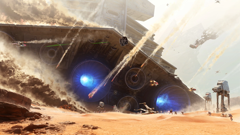 The Battle of Jakku, as depicted in concept art for Star Wars: Battlefront.